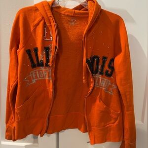 Sofee Orange Front Zip University of Illinois Sweatshirt